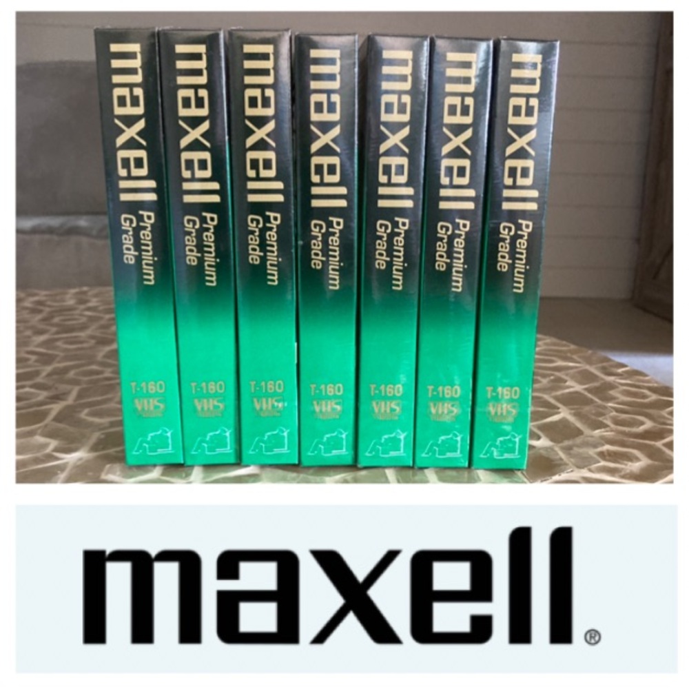 NEW!  MAXELL premium grade T-160 VHS blank video cassette- 7-PACK BUNDLE